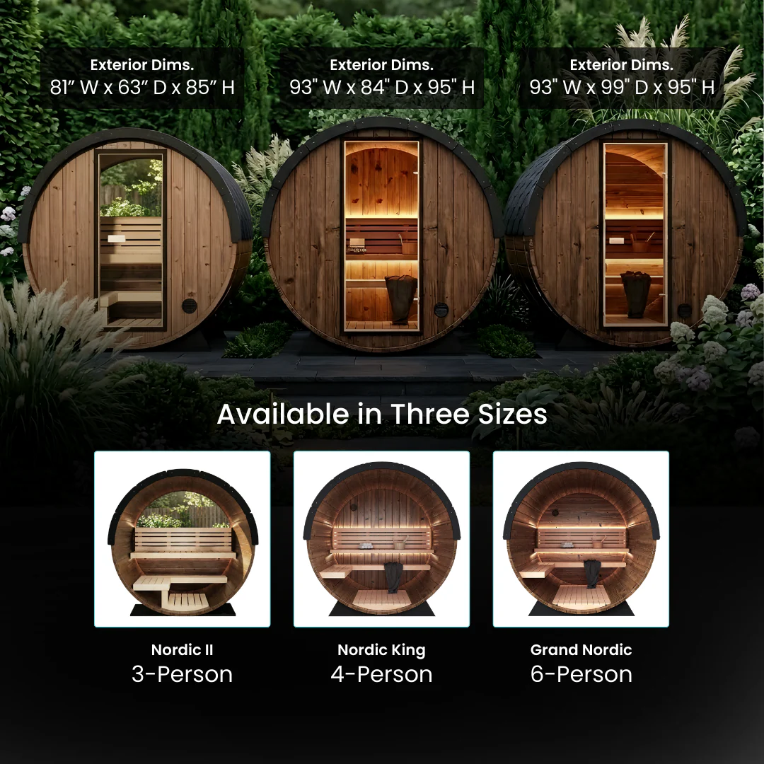 Nordic II Traditional Outdoor Barrel Sauna - 3 Person - Image 6