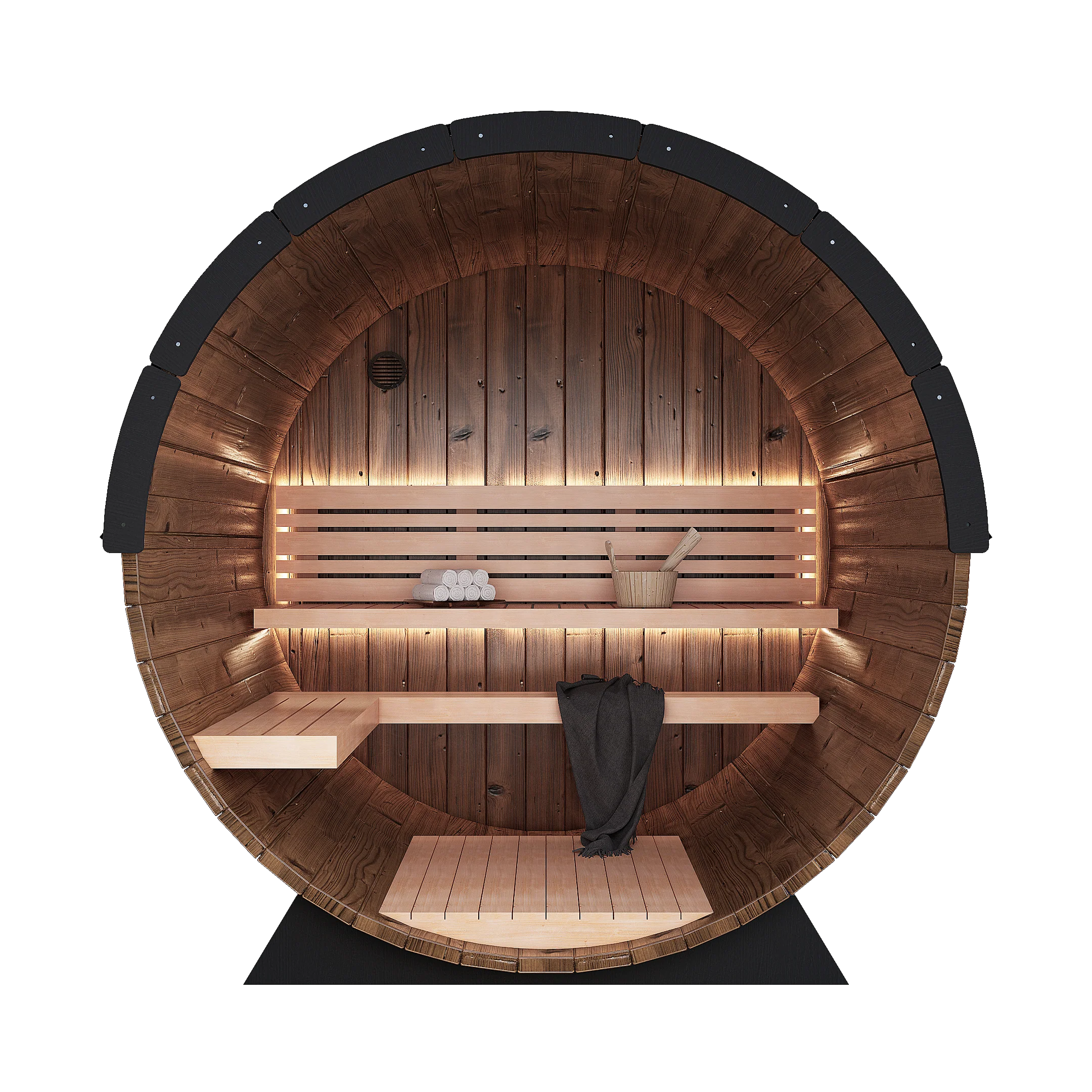 Nordic King Front Glass Traditional Outdoor Barrel Sauna - 4 Person - Image 4