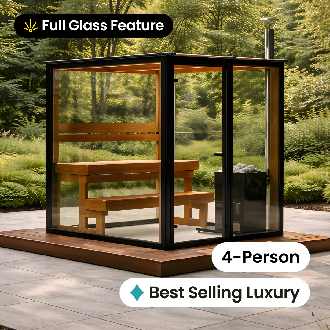Panorama Glass Traditional Outdoor Luxury Sauna  - 4 Person