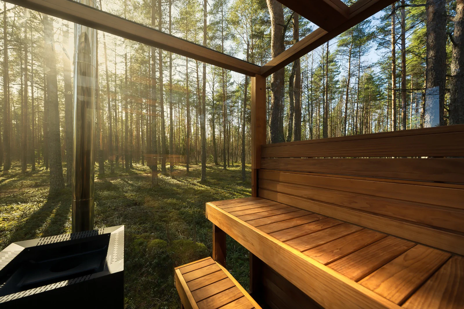 Panorama Glass Traditional Outdoor Luxury Sauna  - 4 Person - Image 6